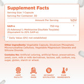 Bioactive SAM-e 750mg - High Strength SAM-e Supplement with Biologically Active S,S Form for Joint Liver and Mood Support - Vegan Non-GMO Preservative Free - Made in The US